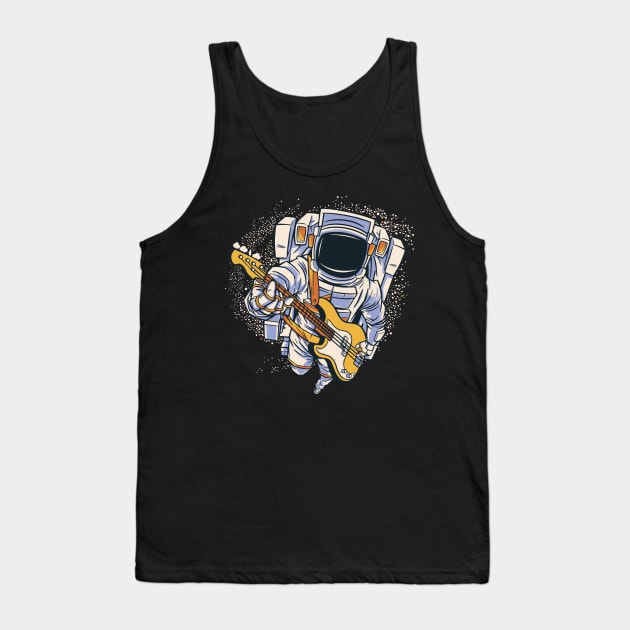 Spaceman in Space among the Stars and Planets with Guitar Tank Top by Graphic Duster